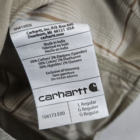 Carhartt Men's Relaxed Fit Lightweight Short Sleeve Shirt Size L Beige - Picture 5 of 5